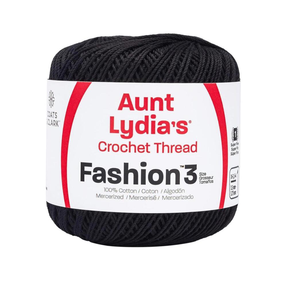 AUNT LYDIA'S Coats Crochet Fashion‎ Crochet Thread 3 Black New With Tags